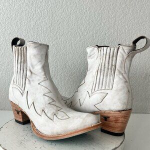 Lane CHELSEA Womens Cowboy Booties Western White Short Ankle Boots Size 10